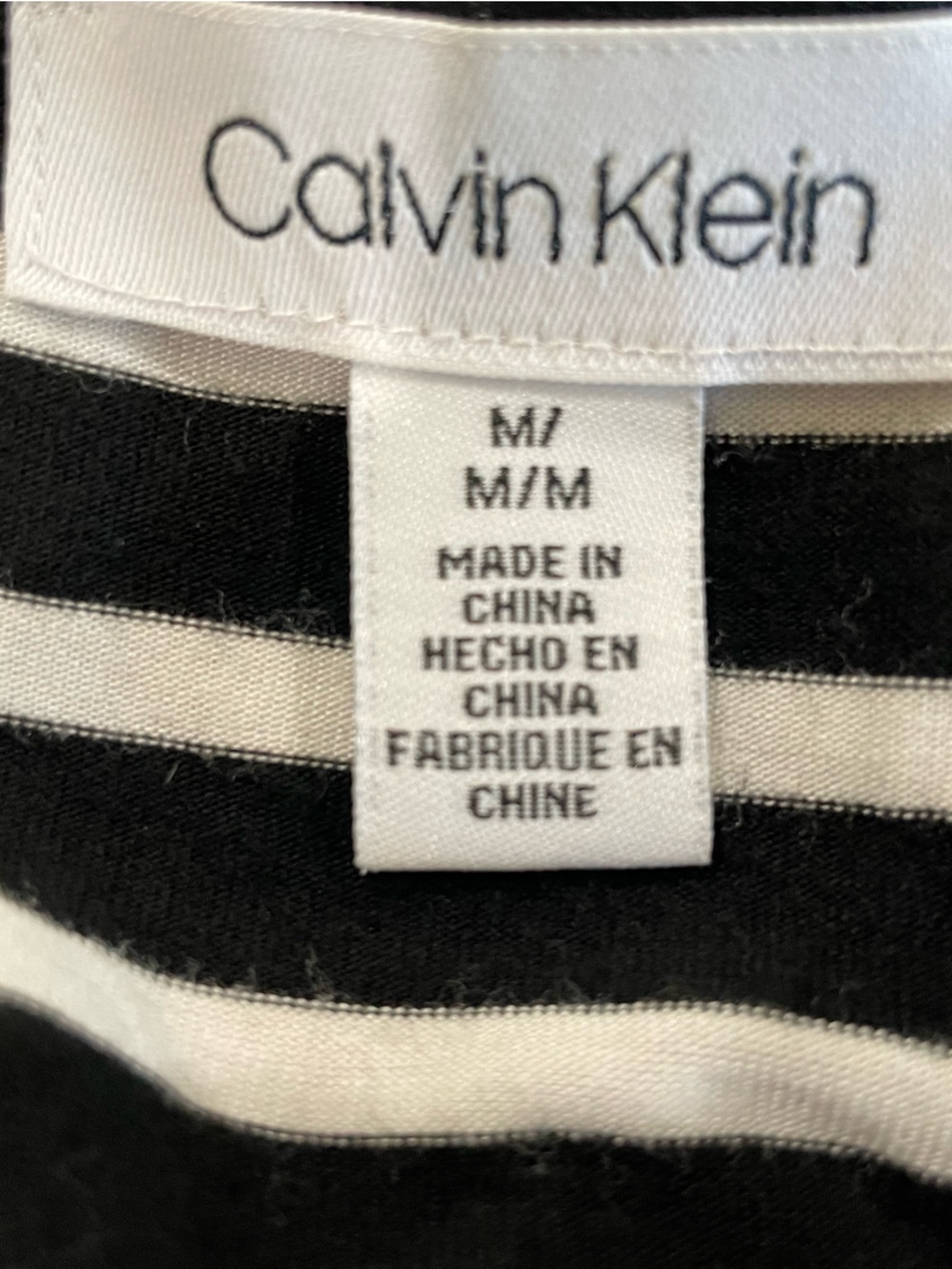 Calvin Klein Black and White Striped Cap-Sleeve Top - Picture 5 of 6